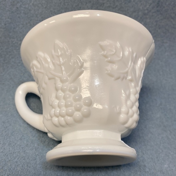 Indiana Colony Milk Glass White Harvest Grape 6 ounce Footed Cup - Picture 5 of 9